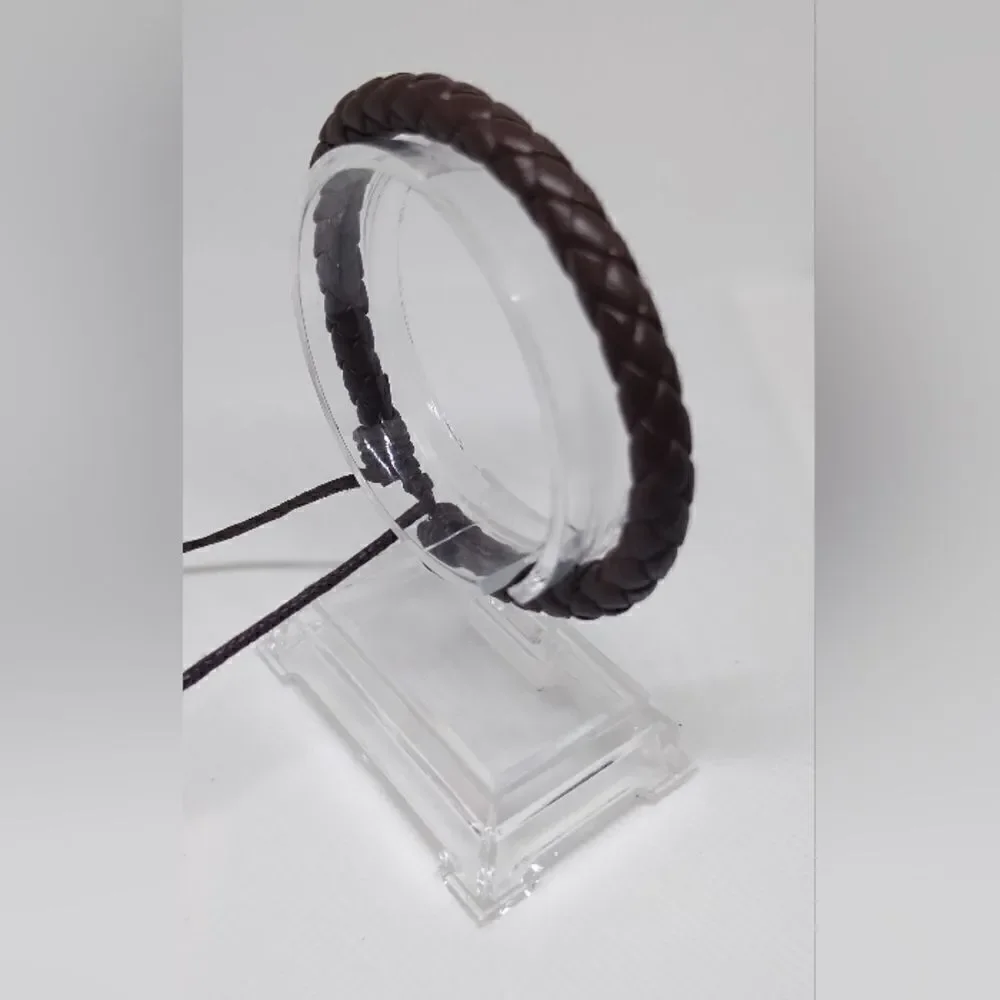 Men's bracelet‎ leather braided brown new d99